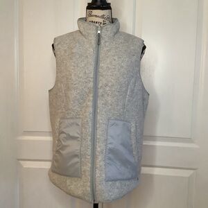 Smart Wool Gray Lambswool Reversible Medium Full Zip Textured Wool Sherpa Vest